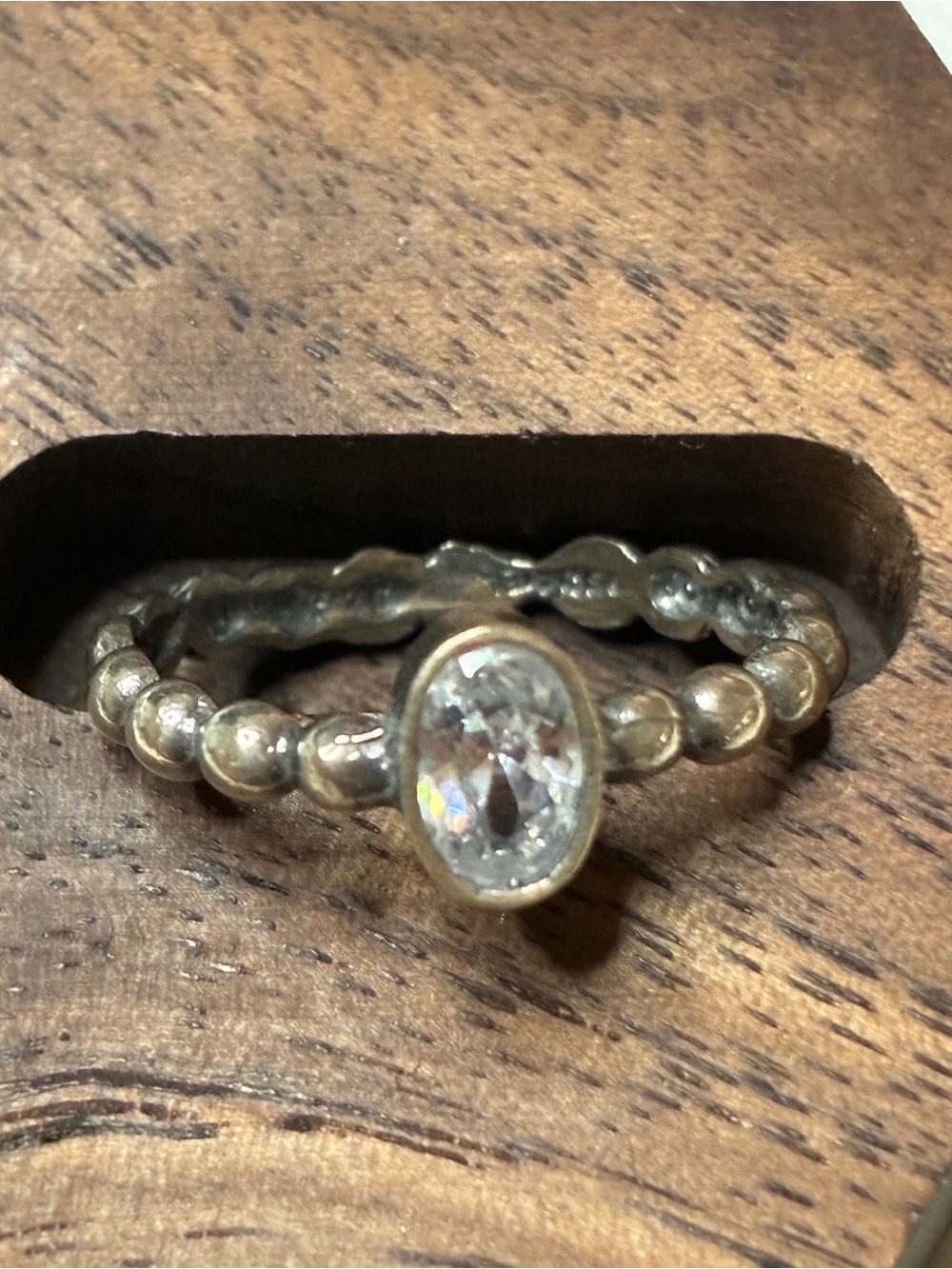 Silpada’s Sterling silver Ring with Oval Clear Stone - Women's Stackable Band,